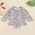 thumbnail image 2 of QJUHUNG Kid Baby Girls One Piece Swimsuit Long Sleeve Zipper Swimwear Ruffle Rashguard Bathing Suits Beachwear, 2 of 8