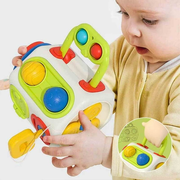 Juguete de cubo ocupado de octaedro sensorial para niños pequeños | Cubo de actividades de aprendizaje temprano Montessori | Práctica de agarre de manos | Juguete de viaje para niños | Construcción