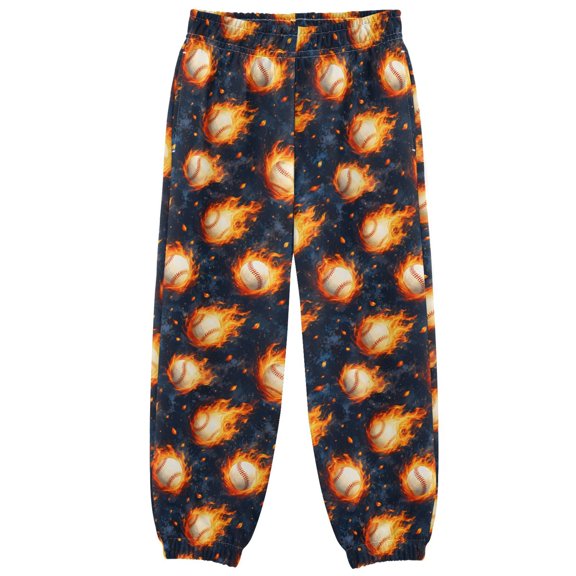 Baseball Fire Boys Pants Kids Casual Sweatpants Joggers Toddler Sports Pants 3-10 Years