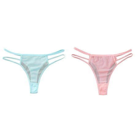 Lojoutye 2 Pack(Pink 1PCS & Blue 1PCS) Multipack Seamless Bikini Underwear Women Small Womens Underwear for Bikini Panties Soft Hipster Panty Underwear Women Ladies Briefs