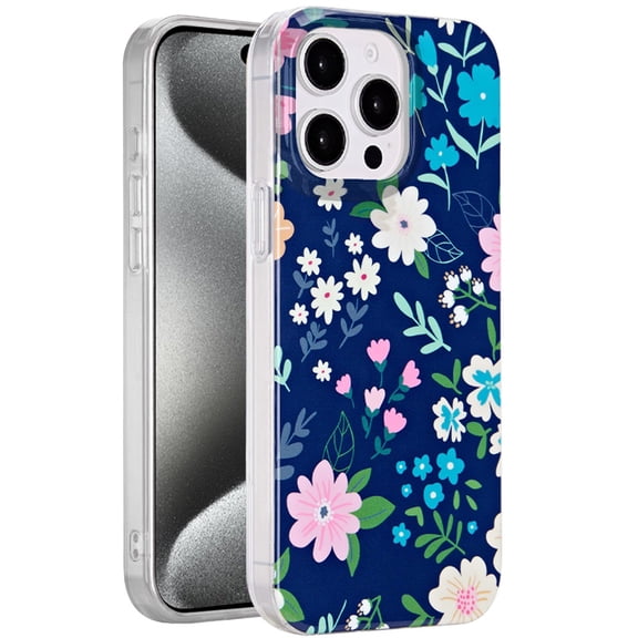 For Apple iPhone 15 Pro Max Fashion Layer Design Slim IMD TPU Protective, Shockproof Hybrid Stylish Durable Hard PC Cover, XPM Phone Case [Galaxy Floral]