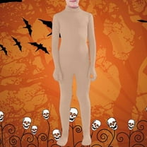 FAOWME Kids Toddler Boys Halloween Invisibility Jumpsuits Long Sleeve Turtleneck Solid Color Breathable Trendy Bodysuits For Activity Performance,Beige,L