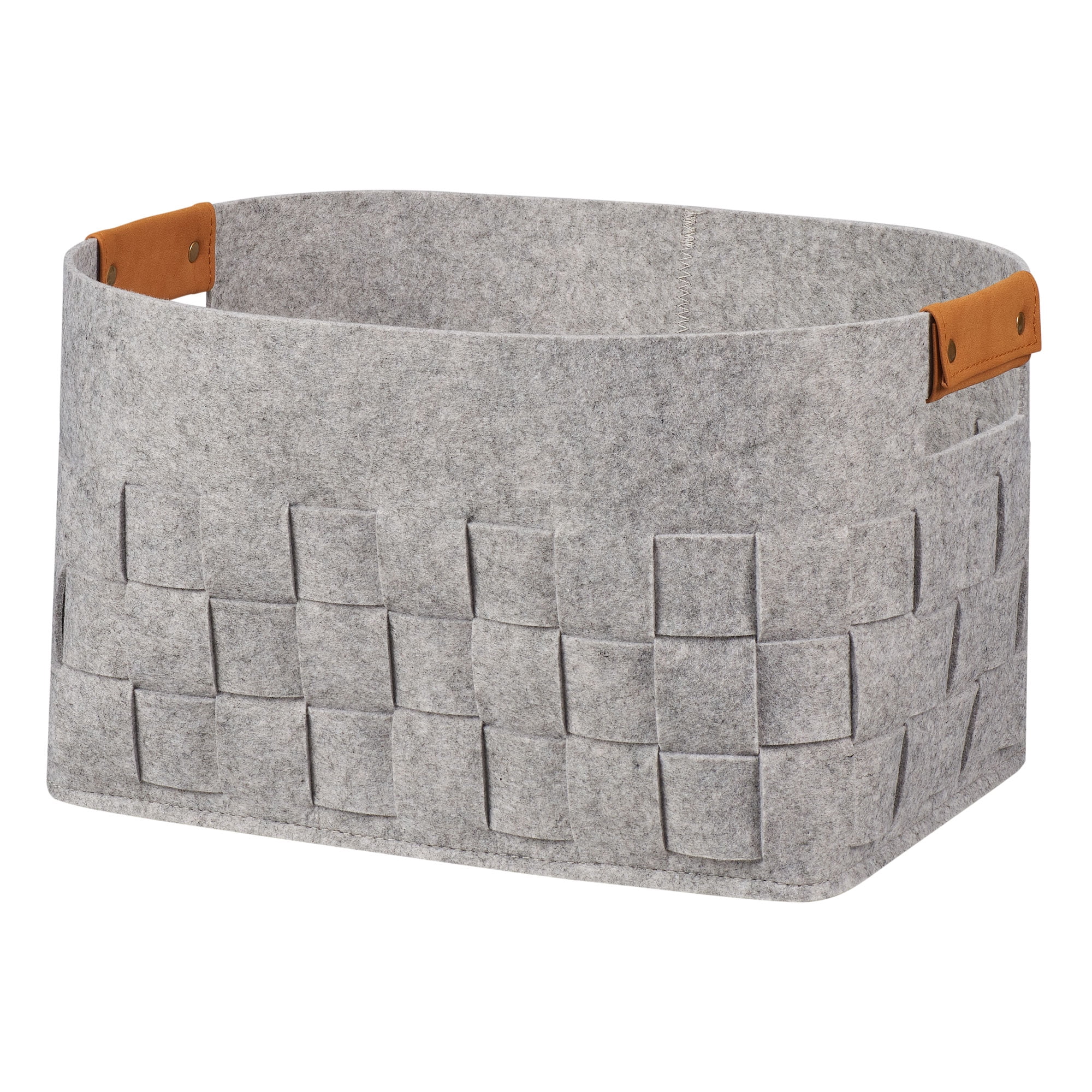Mainstays Medium Woven Felt Basket, Light Grey, Set of 2