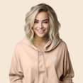 thumbnail image 4 of Dalix Heart Embroidered Fleece Cropped Hoodie Cold Fall Winter Women in Peach XL X-Large, 4 of 5