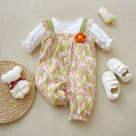 

DDWD Fangying Spring Dress New Baby Foot-wrapped One-piece Suit Long Sleeve * Cotton One-piece Climbing Suit 3-12m