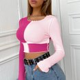 thumbnail image 2 of Vedolay Fall Fashion Sweatshirt Floral Blouses V Neck Sweatshirts Blouse Chiffon Tunic Hot Pink,M, 2 of 5
