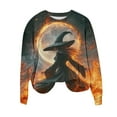thumbnail image 6 of YUGYXL Halloween Shirts for Women Plus Size Long Sleeve Tops Funny Witchy Pumpkin Ghost Graphic Tees Cotton Crewneck Blouses H Multicolor M, 6 of 6
