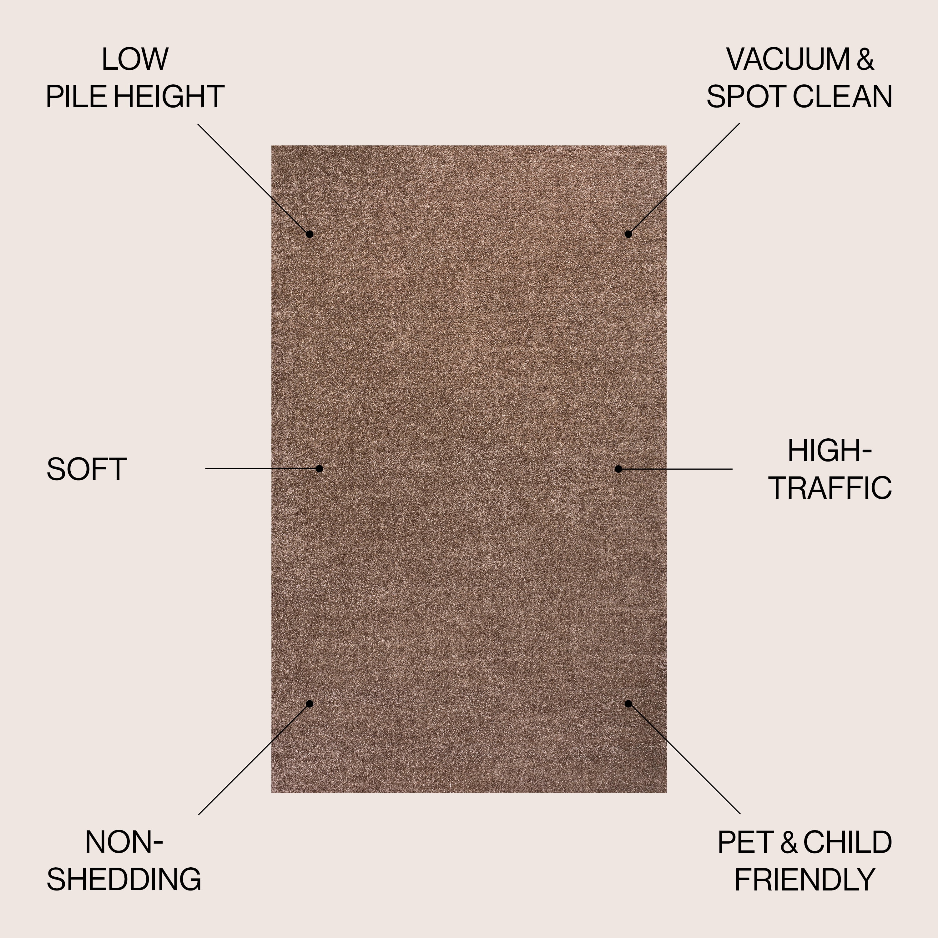 JONATHAN Y SUPERSOFT 9 x 12 Area Rug, Haze - Brown, SEU100J-9
