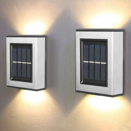 

Keyohome 2PCS Solar Wall Light for Outdoor LED Solar Stair Light UP and Down Illuminate Light Auto ON/OFF Solar Fence Light