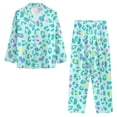 thumbnail image 5 of Garronmavis Teal Leopard Womens Pajama Set 2 Piece Pjs V Neck Button Down Sleepwear Lightweight Long Sleeve Loungewear Fall Winter Nightwear, 5 of 7