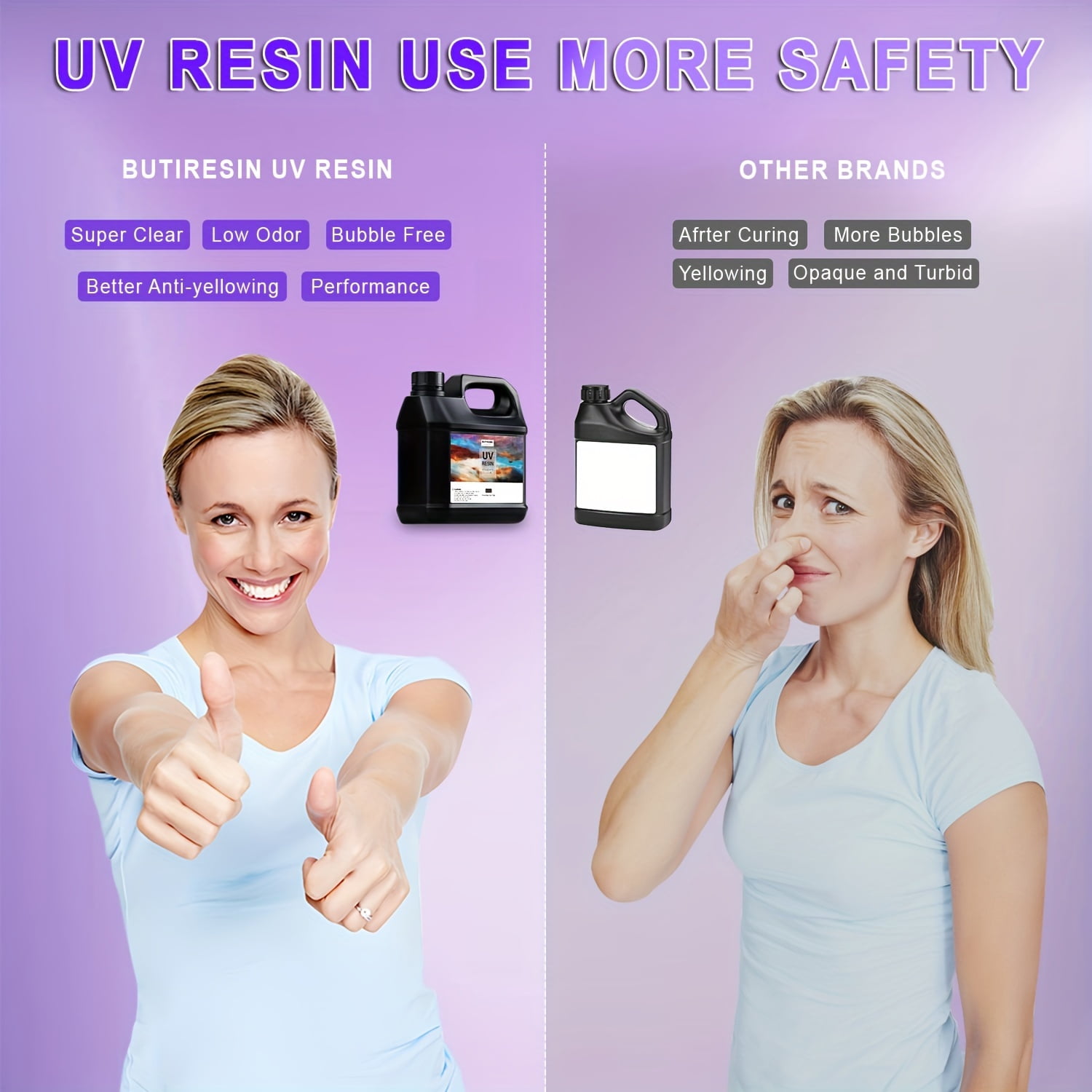BUTIRESIN UV Resin 1000g UV Epoxy Resin Crystal Clear Ultraviolet Curing Epoxy Resin Kit for DIY Jewelry Making, Craft Decoration - Hard UV Glue Solar Cure Sunlight Activated Resin for Beginner