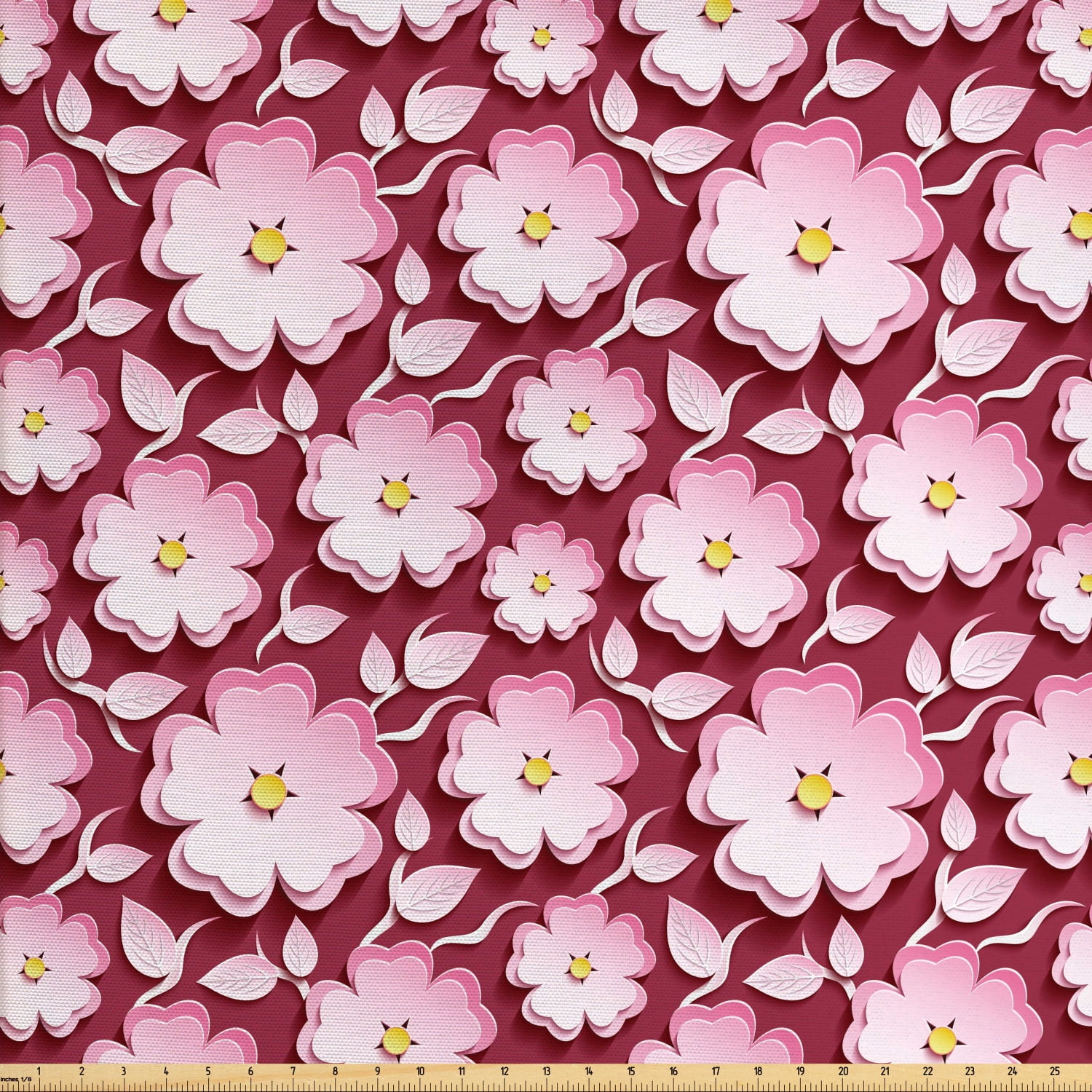 Floral Fabric by The Yard, Macro Flower Petal of Japanese Cherry
