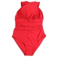 thumbnail image 3 of Sngxgn Swimsuit for Women Bathing Suits Front Cutout Adjustable Straps Ruched Swimwear(Red,S), 3 of 6