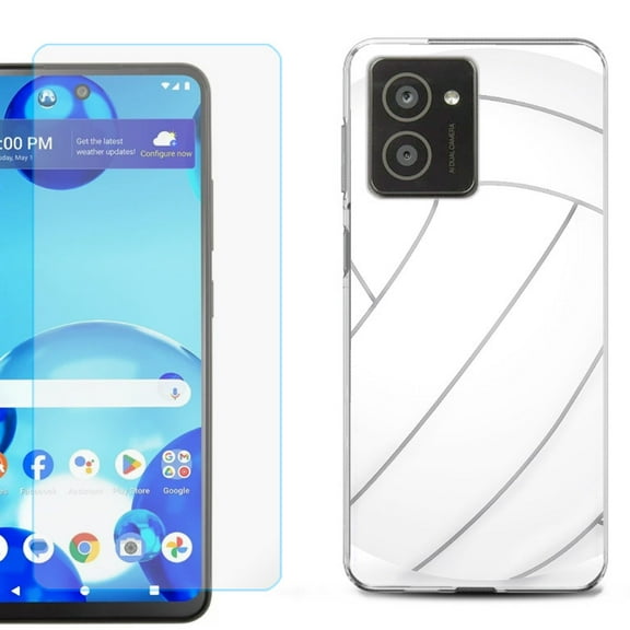 For HMD Vibe Shockproof Phone Case Cover with Tempered Glass Screen Protector, by OneToughShield - Volleyball