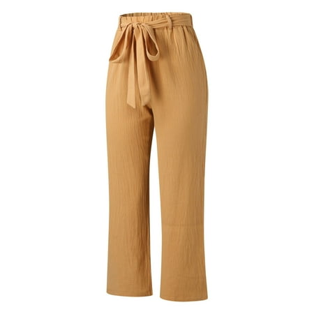 Gubotare Pants Women Womens Cotton Sweatpants Workout Yoga Straight Leg Leggings Lightweight Loose Fit Pajama Pants with Pockets Orange L