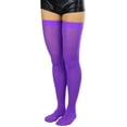 thumbnail image 3 of ToBeInStyle Women's Nylon Thigh High Schoolgirl Opaque Stockings Purple, 3 of 7