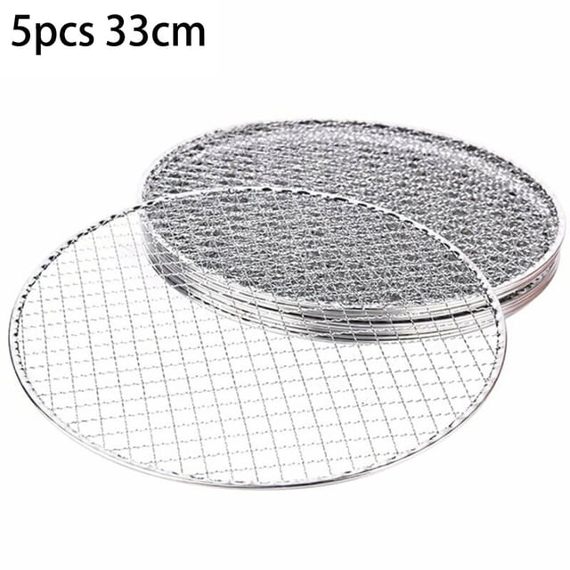 GLFILL 5Pcs Round Disposable Wire Net Grill Racks Iron Roast Grate Cooking Barbecue BBQ Barbecue Net Square BBQ Rack 25/28/33CM 33CM