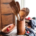 thumbnail image 5 of Utensilios de cocina de madera con depósito - juego de 6 utensilios de cocina de madera con depósito - vajilla de teca fácil de limpiar, 5 of 5