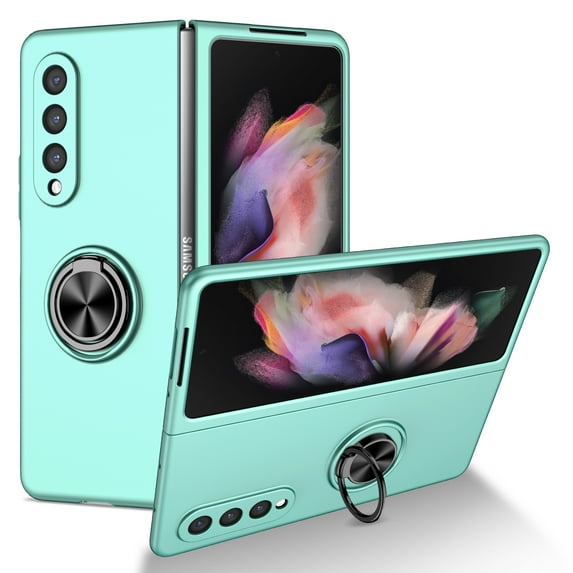 Nalacover Folding Case for Samsung Galaxy Z Fold4, Rotated Ring Holder Kickstand Rugged PC Shockproof Cover with Magnetic Car Mount Slim Fit Lens Protection Case for Samsung Galaxy Z Fold4, Skyblue