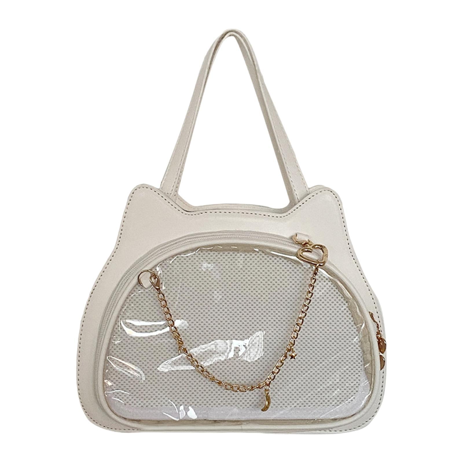 BLESIYA Cat Shape Shoulder Bag PU Leather Y2K Ita Bag for Ladies Women Birthday Gift White