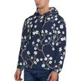 thumbnail image 3 of Goofa Cherry Blossoms on Navy Background for Men's Hooded Sweatshirt - Lightweight Pullover Hoodie with Kangaroo Pocket, Perfect for Everyday Wear-Medium, 3 of 7