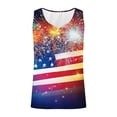 thumbnail image 4 of Qingpeng Womens American Flag Printed Ribbed Tank Tops Funny Stars Graphic Shirts Button V Neck Sleeveless Tees for 4th of July, 4 of 5
