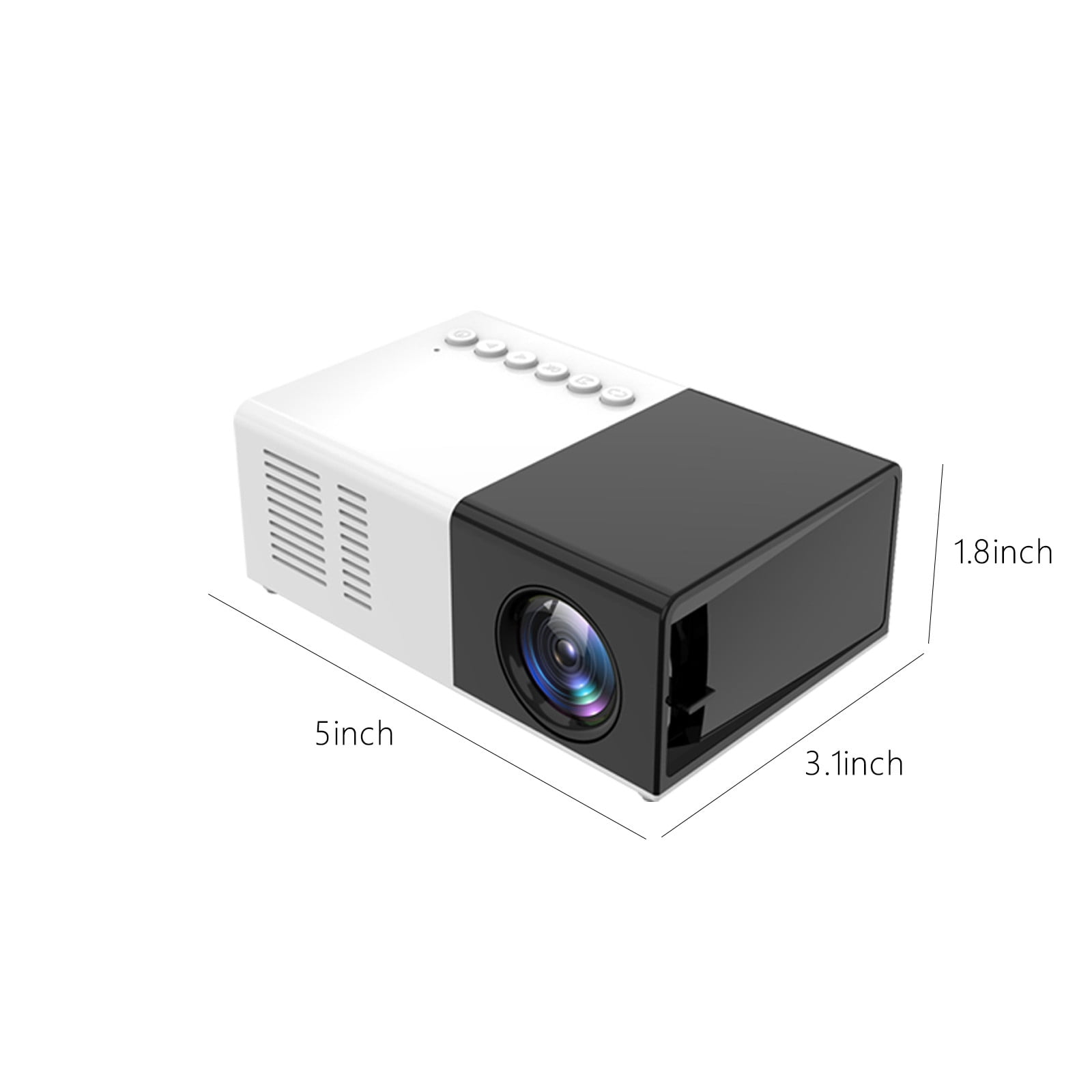 JikouIivo Mini Projector HD 1080P LED Portable Projector Support Outdoor Mobile Power Supply，Black