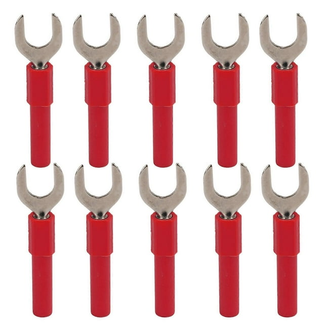 10pcs U Type Banana Plug U Shape 8mm Banana Connectors for Multimeter Electronic ApplicationRed
