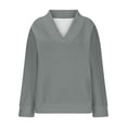 thumbnail image 5 of Womens Oversized V Neck Sweater Long Sleeve Cable Knit Tops Casual Loose Solid Color Pullover Sweatshirts (Gray S), 5 of 5