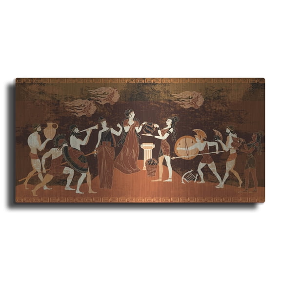 Luxe Metal Art 'Ancient Greece Frescos' by Luxe Portfolio, Metal Wall Art, 24"x12"