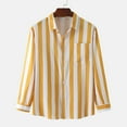 thumbnail image 2 of IROINNID Deals Long Sleeve Shirts for Men Comfy Winter Single Side Pocket Stand Collar Striped Shirt Top,Yellow, 2 of 9