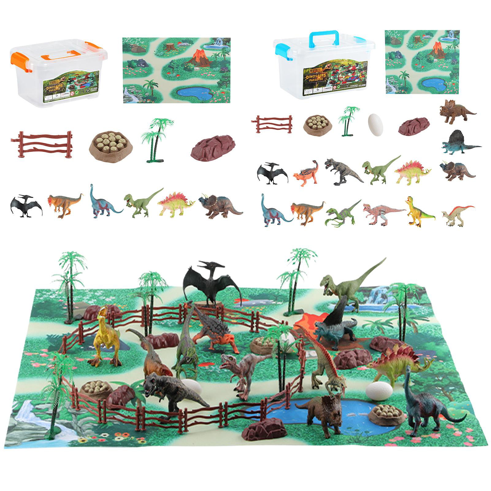Sanlebi Dinosaur Toys Realistic Figures Playset With Activity Play Mat And Stro 