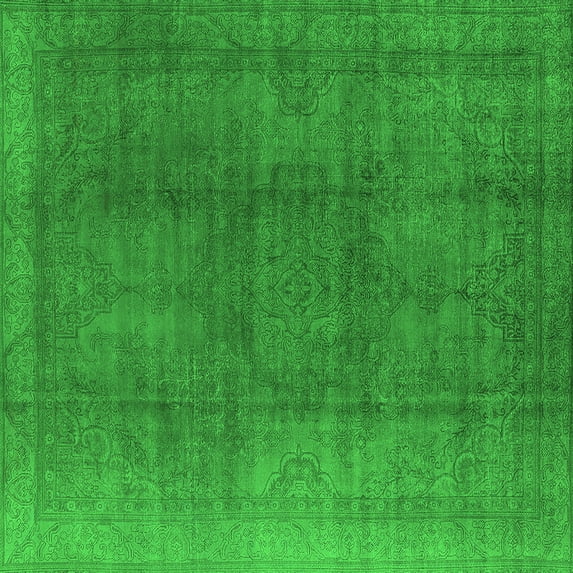Ahgly Company Indoor Square Oriental Green Industrial Area Rugs, 3' Square