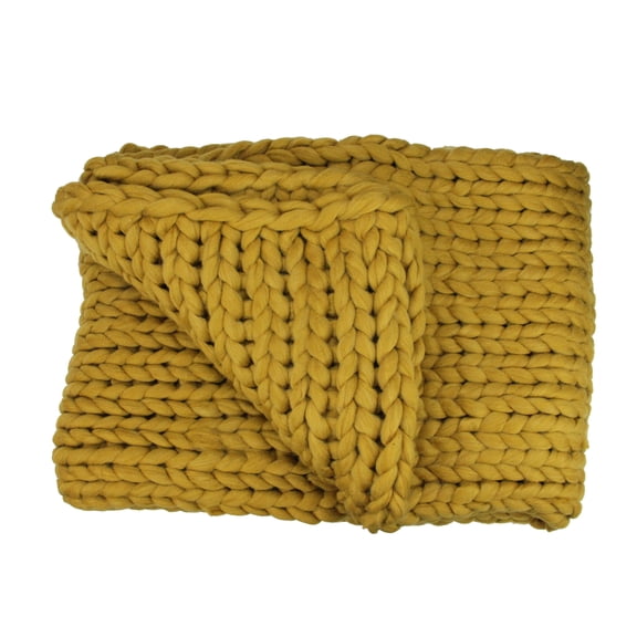 Northlight 50" x 60" Cable Knit Plush Throw Blanket - Yellow