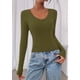 thumbnail image 2 of Remera PRETTYGARDEN 2025 Manga Larga Ajustada Crop Top Verde Militar Talle S, 2 of 8