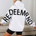 thumbnail image 2 of Tiweut Women's Hoodies Hoodies Elegant Hooded Long Sleeve Letter Print Sweatshirt Basic Sweatshirt with Hood Tops White,2XL, 2 of 7
