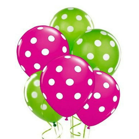 Polka Dot Balloons 11in Premium Berry - Hot Pink and Lime Green with ...
