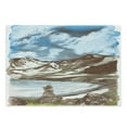 thumbnail image 1 of Landscape Cutting Board, Artwork of Snowy Mountains Clouds and a Lake, Decorative Tempered Glass Cutting and Serving Board, in 3 Sizes, by Ambesonne, 1 of 2