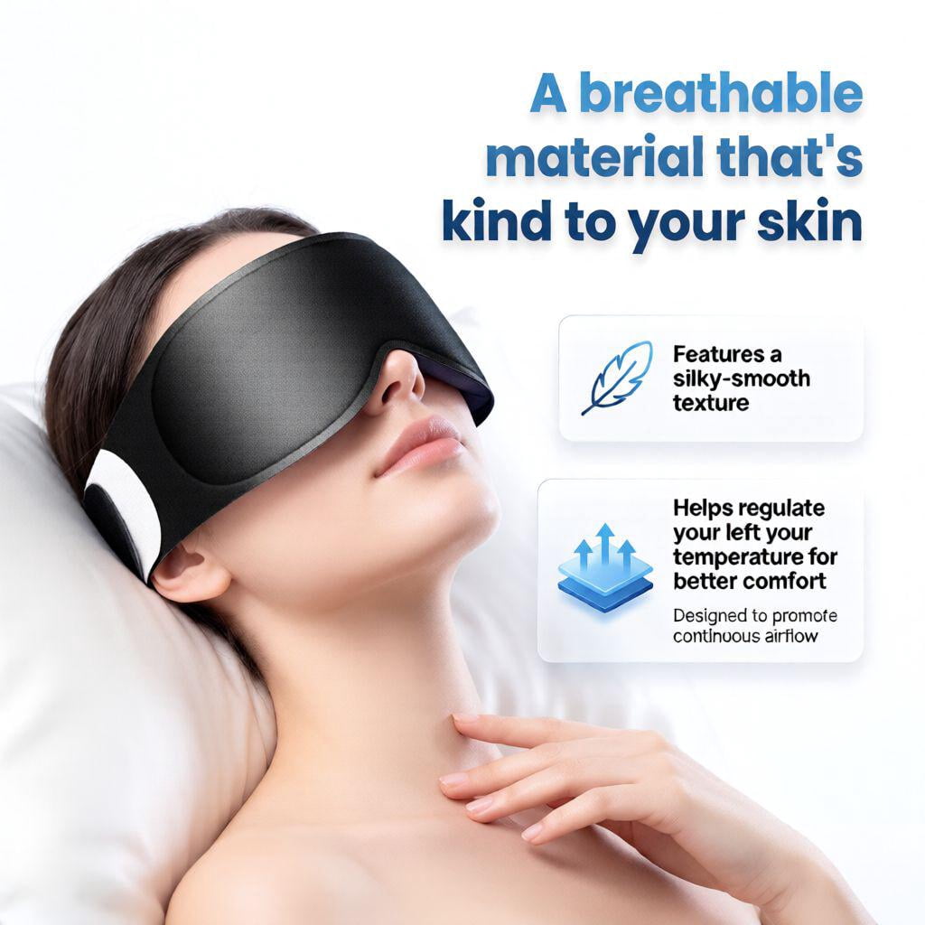 FACEMOON 3D Contoured Blackout Sleep Mask Weighted for Men and Women Tranquil Sleep Time Soft Memory Foam Zero Eye Pressure Evening Relaxation Black