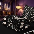 thumbnail image 5 of Homewish Wild Moth Zipper Full Size Comforter Sets with Fitted Sheet and 2 Pillowcases, Green Leaves Zipper Bedding Set, Moon Print Decor, Black Reversible, 5 of 7