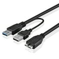 thumbnail image 1 of A Male to Micro B USB 3.0 Y Cable 2 FT Dual Power Superspeed External Hard Drive PC Laptop Cord Wire For Seagate Toshiba WD Hitachi Samsung, 1 of 4