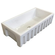 Fireclay Sink, Single Bowl Farmhouse Apron Kitchen Sink, White, 36