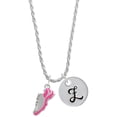 thumbnail image 1 of Delight Jewelry Silvertone Hot Pink Running Shoe Silvertone Script Initial Disc - Z - Charm Necklace, 20"+3", 1 of 4