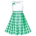 thumbnail image 1 of Robe Fille Verte Tartan à Carreaux Robe d'Été Retour École 9-10 Ans, 1 of 6
