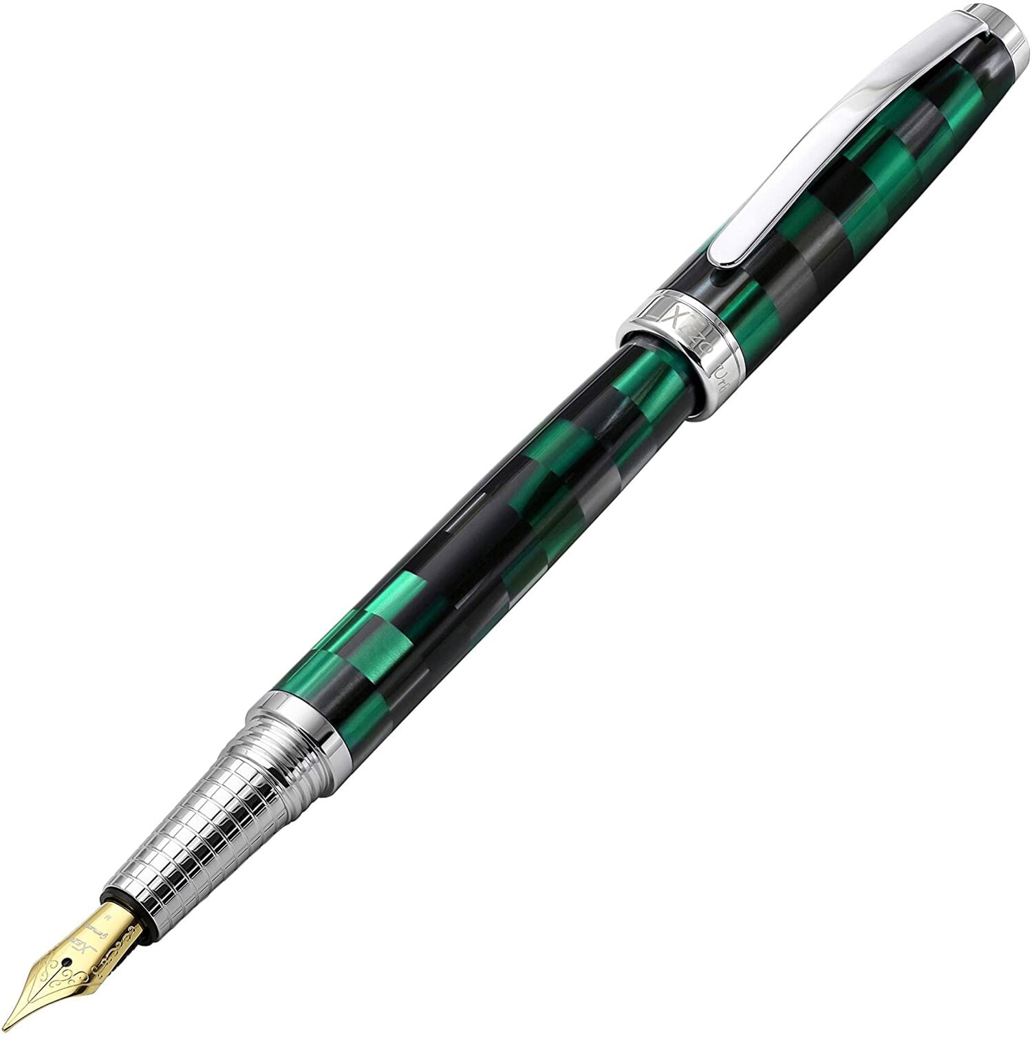 Xezo Urbanite II Acrylic  Brass Fountain Pen (Medium Nib) - Ocean Teal