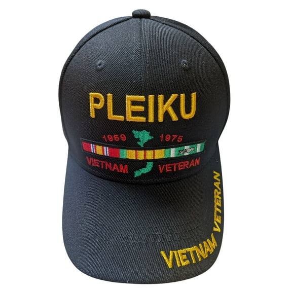 US Military Pleiku Vietnam Veteran Baseball Hat Cap, One Size, Black
