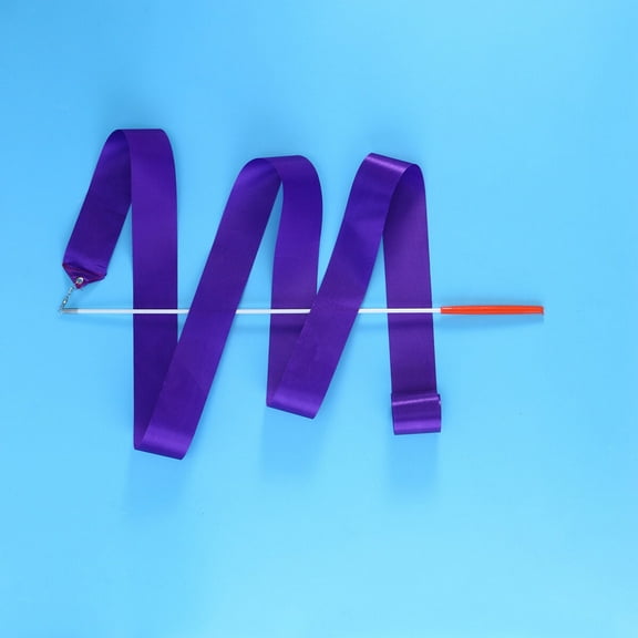 OUNONA Gymnastics Ribbon with Fiberglass Handle for Kids Dance and Gym Brocade Purple 4M