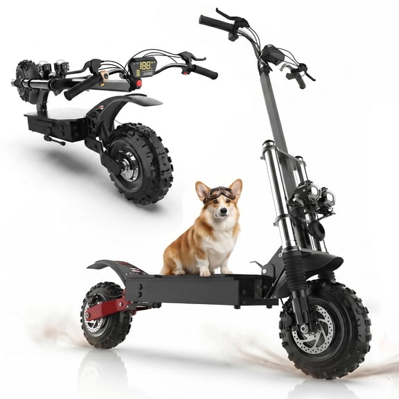 72V 6000W Electric Scooter Adults, up to 55 MPH, 11" Wheel Tubeless Off Road Tire, Hydraulic Suspension, Foldable Escooter with Seat