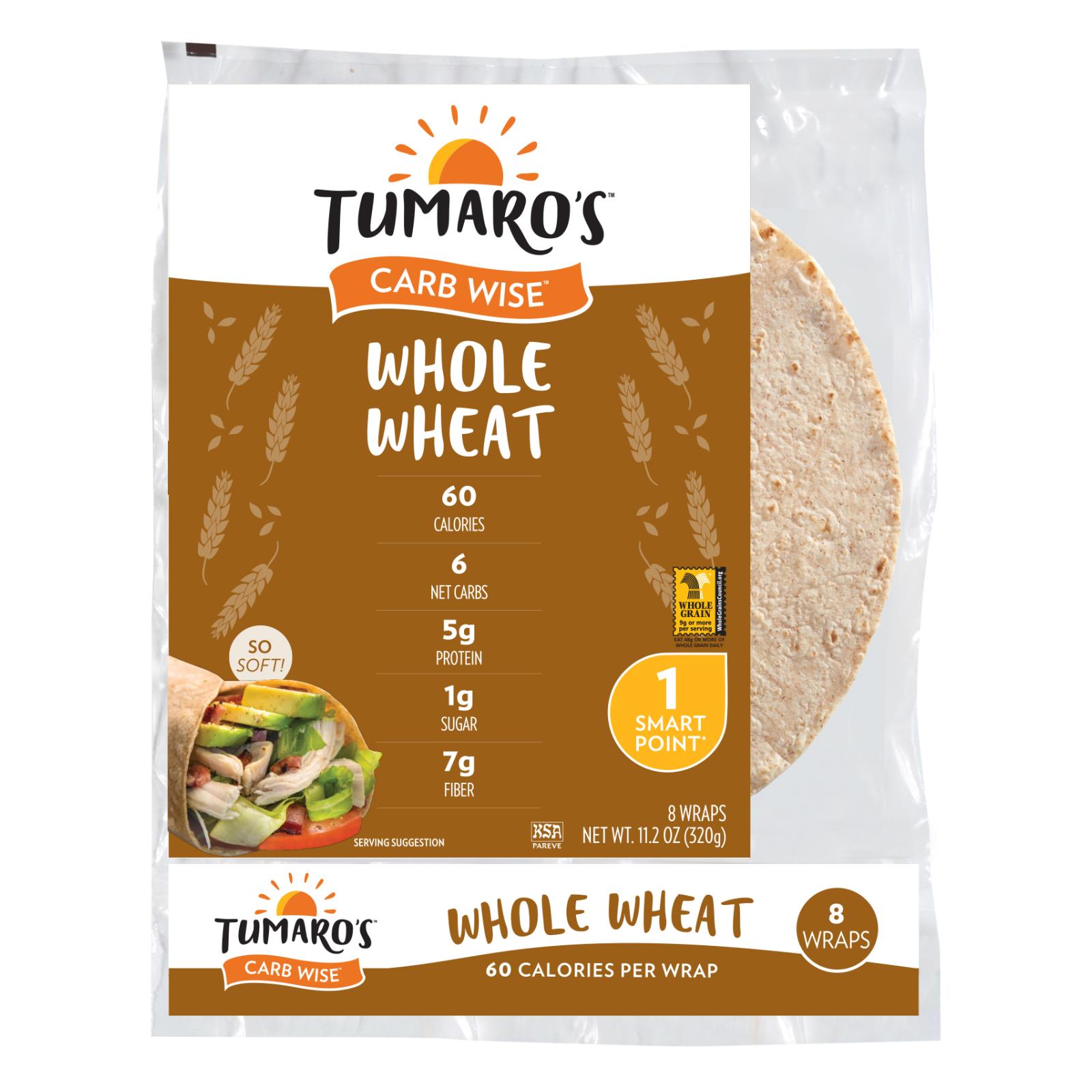 Tumaro's 8" Carb Wise Wraps Whole Wheat Case of 6 8 Count