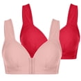 thumbnail image 2 of Aboser 2 Pack Bras for Older Women Comfortable Wireless Everyday Bras Front Closure T-Shirt Bra Lightly Push Up Bralettes Plus Size Underwear, 2 of 9